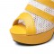 Venice Peep Toe Cuban Heels Platform Summer Slippers - Yellow