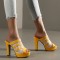 Venice Peep Toe Cuban Heels Platform Summer Slippers - Yellow