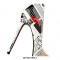 Patent Leather Newspaper Magazine Red Lips Pattern Pointed Toe Stiletto Heels - White