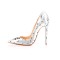 Patent Leather Music Note Printed Pointed Toe Stiletto Heels - White