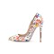 Patent Leather Sketch Doodle Star Pattern Pointed Toe Stiletto Heels - White