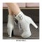 Cuban Heels Lace Up Platform Double Buckle Bondages Ankle Booties with Side Zipper - White