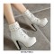 Cuban Heels Lace Up Platform Double Buckle Bondages Ankle Booties with Side Zipper - White