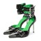 Pointed Toe Stiletto Metal Heels Ankle Buckle Straps Punk Gothic Pumps - Black Patent