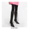 Stiletto Heels Pointed Toe Retro Metal Buckle Zipper Knee High Boots - Black