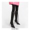 Stiletto Heels Pointed Toe Retro Metal Buckle Zipper Knee High Boots - Blue