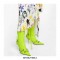Stiletto Heels Pointed Toe Retro Metal Buckle Zipper Knee High Boots - Blue