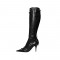 Stiletto Heels Pointed Toe Retro Metal Buckle Zipper Knee High Boots - Black
