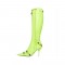 Stiletto Heels Pointed Toe Retro Metal Buckle Zipper Knee High Boots - Light Green