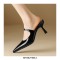 Pointed Toe Kitten Heels Summer Classic Slippers Sandals  - Black