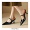 Pointed Toe Kitten Heels Summer Classic Slippers Sandals  - Black