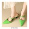 Pointed Toe Kitten Heels Summer Classic Slippers Sandals  - Green