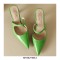 Pointed Toe Kitten Heels Summer Classic Slippers Sandals  - Green