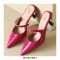 Pointed Toe Kitten Heels Summer Classic Slippers Sandals  - Rose Red