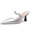 Pointed Toe Kitten Heels Summer Classic Slippers Sandals  - Silver