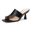 Peep Toe Kitten Heels Summer Flip Flops Sandals  - Black