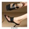 Peep Toe Kitten Heels Summer Flip Flops Sandals  - Black