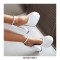 Round Toe Chunky Heels Platforms Ankle Buckle Straps Dorsay Pumps - White