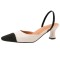 Pointed Toe Kitten Heels Vintage Slingback Slippers Sandals  - Beige