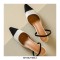 Pointed Toe Kitten Heels Vintage Slingback Slippers Sandals  - Beige