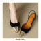 Pointed Toe Kitten Heels Vintage Slingback Slippers Sandals  - Black