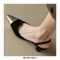 Pointed Toe Kitten Heels Vintage Slingback Slippers Sandals  - Black