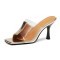 Peep Toe Half Transparent Kitten Heels Summer Mules Sandals - Gold