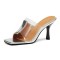 Peep Toe Half Transparent Kitten Heels Summer Mules Sandals - Silver