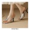 Peep Toe Half Transparent Kitten Heels Summer Mules Sandals - Silver
