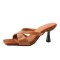 Peep Toe Cross Straps Kitten Heels Summer Mules Slippers Sandals - Auburn