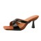 Peep Toe Cross Straps Kitten Heels Summer Mules Slippers Sandals - Black