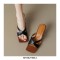 Peep Toe Cross Straps Kitten Heels Summer Mules Slippers Sandals - Black