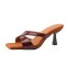 Peep Toe Cross Straps Kitten Heels Summer Mules Slippers Sandals - Wine Red