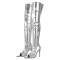 Pointed Open Toe Rhinestones Sparkle Stiletto Heels Thigh Highs Boots - Silver