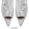 Pointed Open Toe Rhinestones Sparkle Stiletto Heels Thigh Highs Boots - Silver