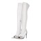 Pointed Open Toe Rhinestones Sparkle Stiletto Heels Thigh Highs Boots - White