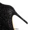 Pointed Toe Stiletto Heels Sequins Glitters Lace Up Over The Knees Side Zipper Boots - Black