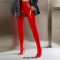 Pointed Toe Stiletto Heels Elastic Thigh Pants Jumpsuit Patent Pumps - Red