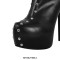 Round Toe Rivet Decorated Punk Stiletto Heels Platforms Thigh Highs Boots - Black