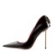 Pointed Toe Stiletto Metal Decorated Heels Banquet Pumps - Black Patent