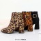 Pointed Toe Chunky Heels Side Zipper Decorated Buckle Straps Ankle Highs Suede Booties - Black