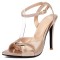 Pointed Open Toe Stiletto Heels Ankle Buckle Straps Pastel Sandals - Gold Faux Leather