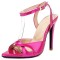Pointed Open Toe Stiletto Heels Ankle Buckle Straps Pastel Sandals - Rose Faux Leather