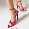 Pointed Open Toe Stiletto Heels Ankle Buckle Straps Pastel Sandals - Rose Faux Leather