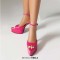 Pointed Open Toe Ankle Buckle Straps Platforms Block Heels Sandals - Rose Patent