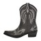 Pointed Toe Chunky Heels Western Style Ankle Highs Cowgirl Boots - Black Faux Leather