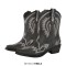 Pointed Toe Chunky Heels Western Style Ankle Highs Cowgirl Boots - Black Faux Leather