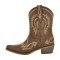 Pointed Toe Chunky Heels Western Style Ankle Highs Cowgirl Boots - Brown Flock