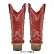 Pointed Toe Chunky Heels Western Style Ankle Highs Cowgirl Boots - Red Faux Leather