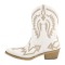 Pointed Toe Chunky Heels Western Style Ankle Highs Cowgirl Boots - White Faux Leather